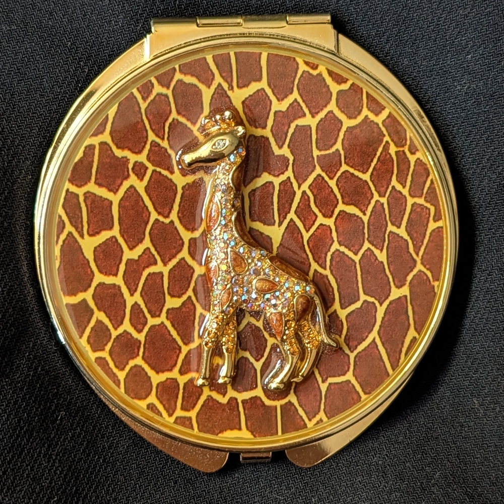 SPRING STREET rhinestone giraffe compact mirror